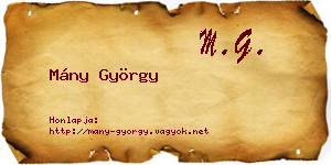 Mány György névjegykártya